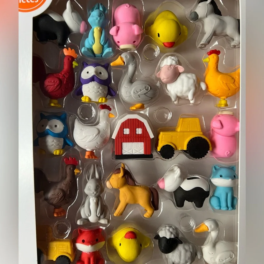 NWT 50, 3D eraser pals 25-Farm Animal & Vehicle and 25-pet animals, 2 boxes